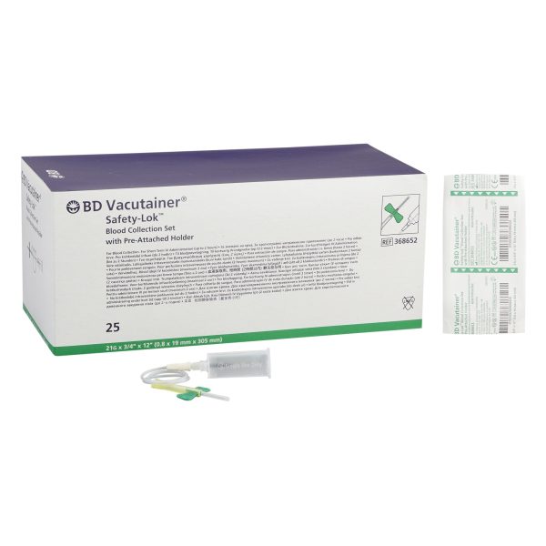 Palomilla BD Vacutainer 21G 305 mm Safety-Lok Portatubos incorporado