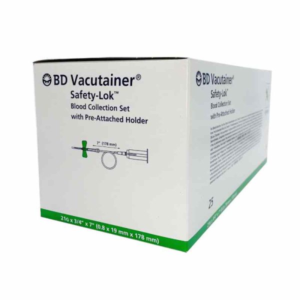 Palomilla BD Vacutainer 21G Safety-Lok Portatubos incorporado